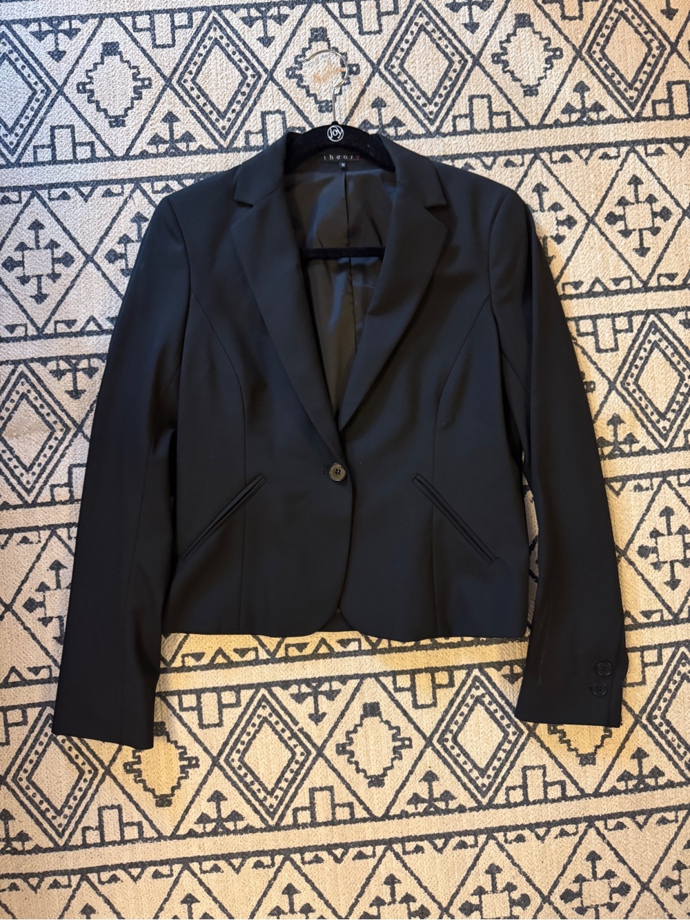 Theory Black Wool Single-Button Tailored Blazer